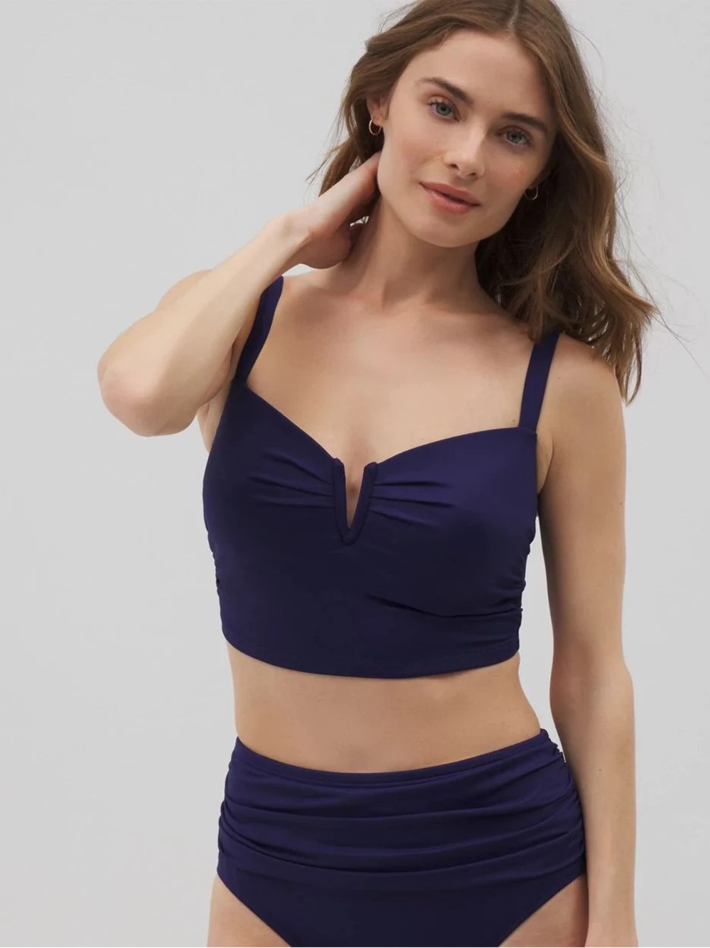 Soma Navy V-Wire Cropped Bikini Top Small